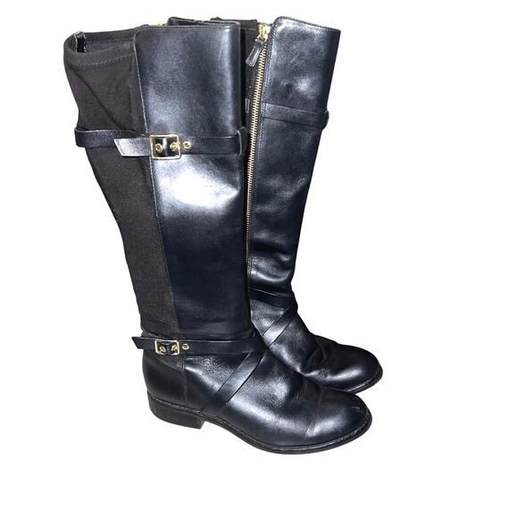 Cole Haan Dorian Stretch sz6 Leather riding boot adjustable calf ankle buckle ￼ - Picture 2 of 10